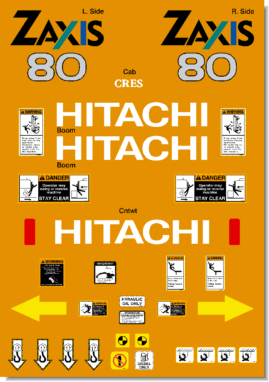 Hitachi Excavators ZAXIS 80 Decal Packages