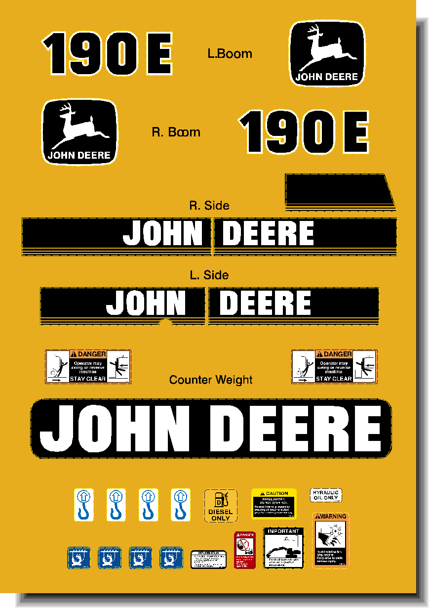 Deere Excavators 190E Decal Packages