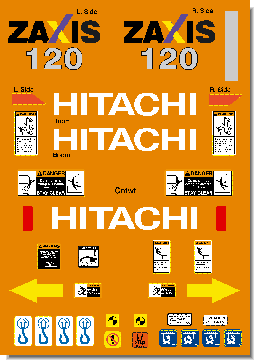 Hitachi Excavators ZAXIS 120-3 Decal Packages