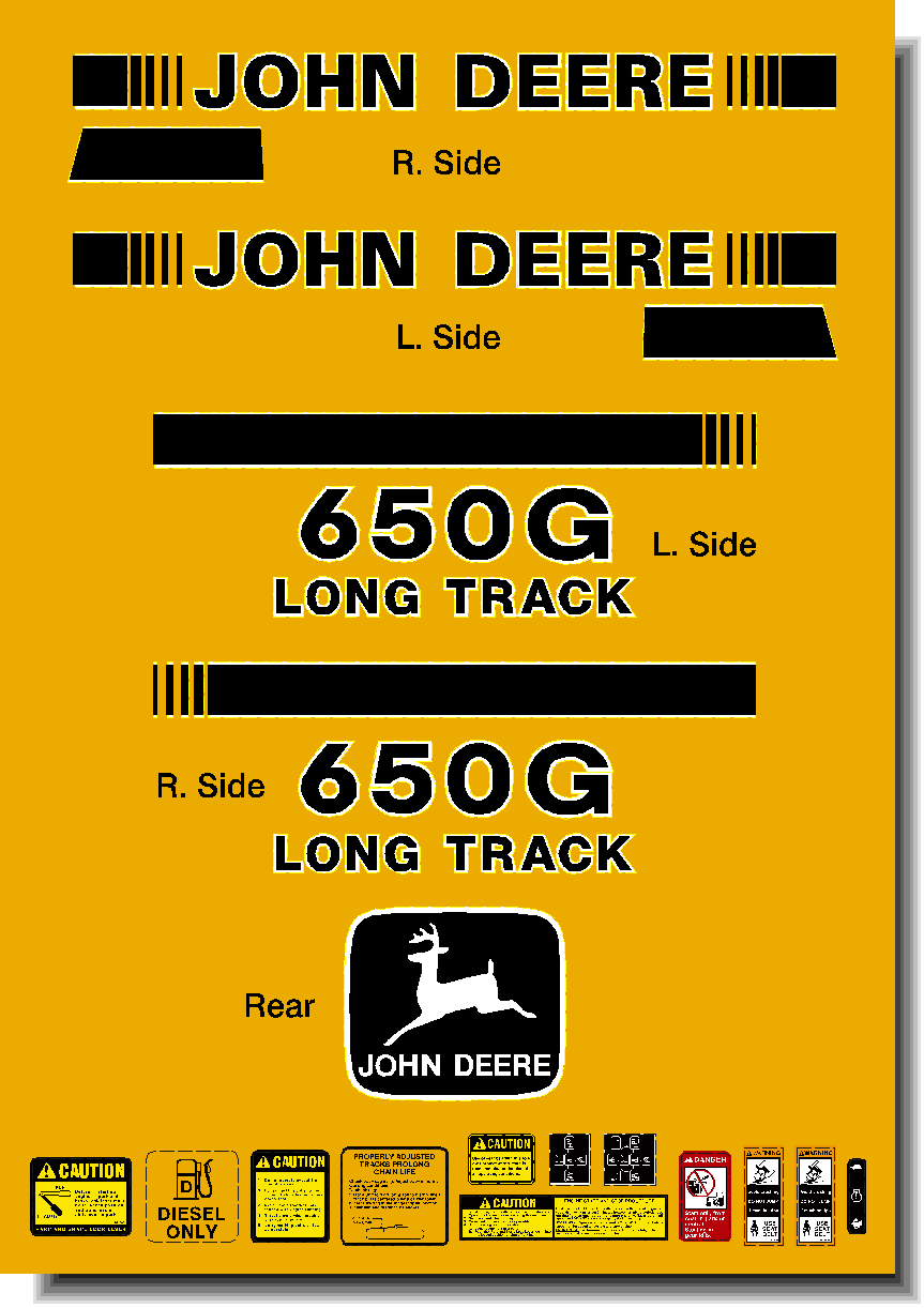 Deere Track Dozers 650G Decal Packages