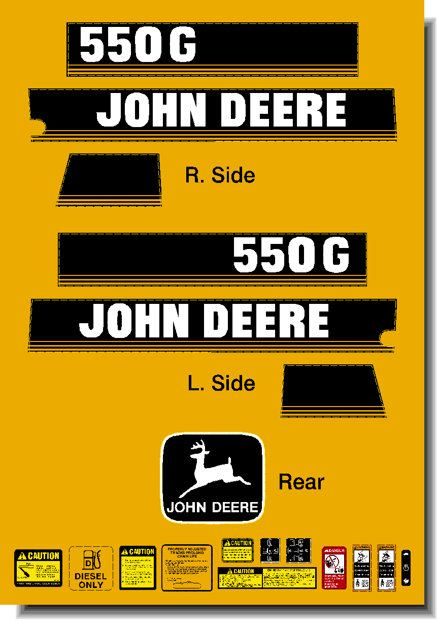 Deere Track Dozers 550G Decal Packages