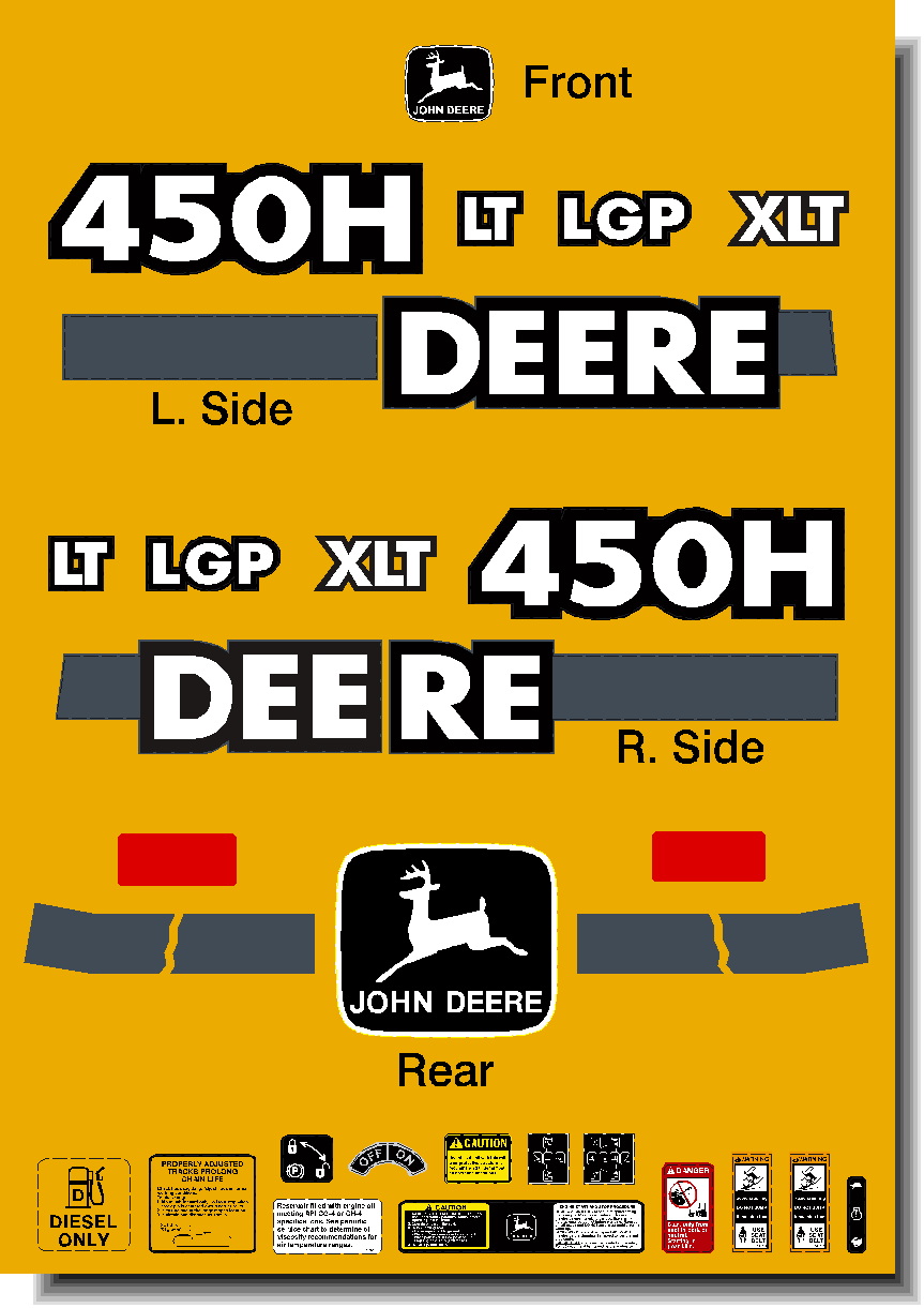 Deere Track Dozers 450H Decal Packages