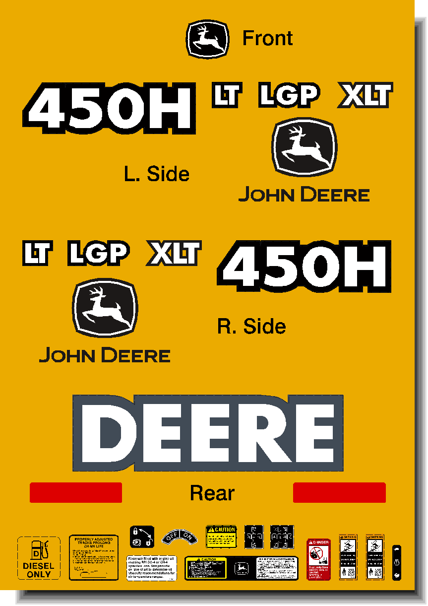 Deere Track Dozers 450H Decal Packages