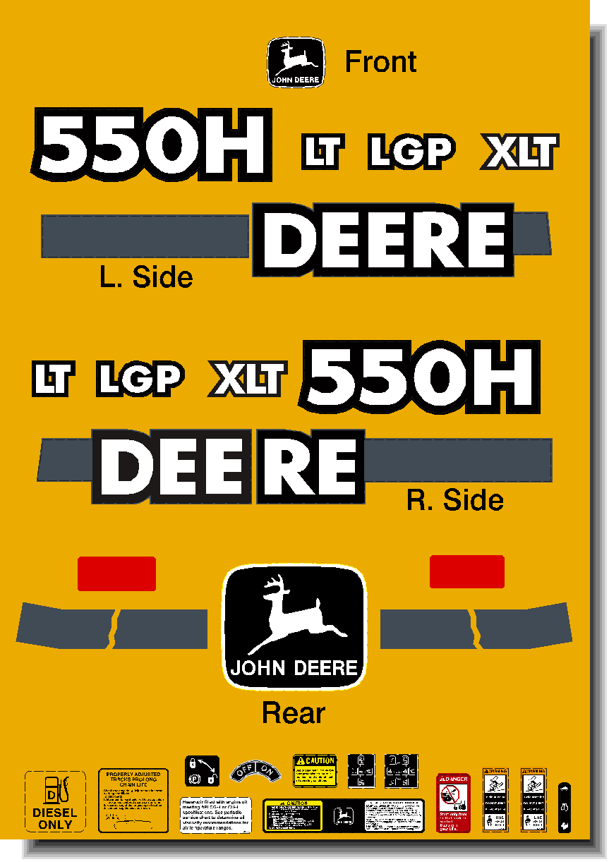 Deere Track Dozers 550H Decal Packages