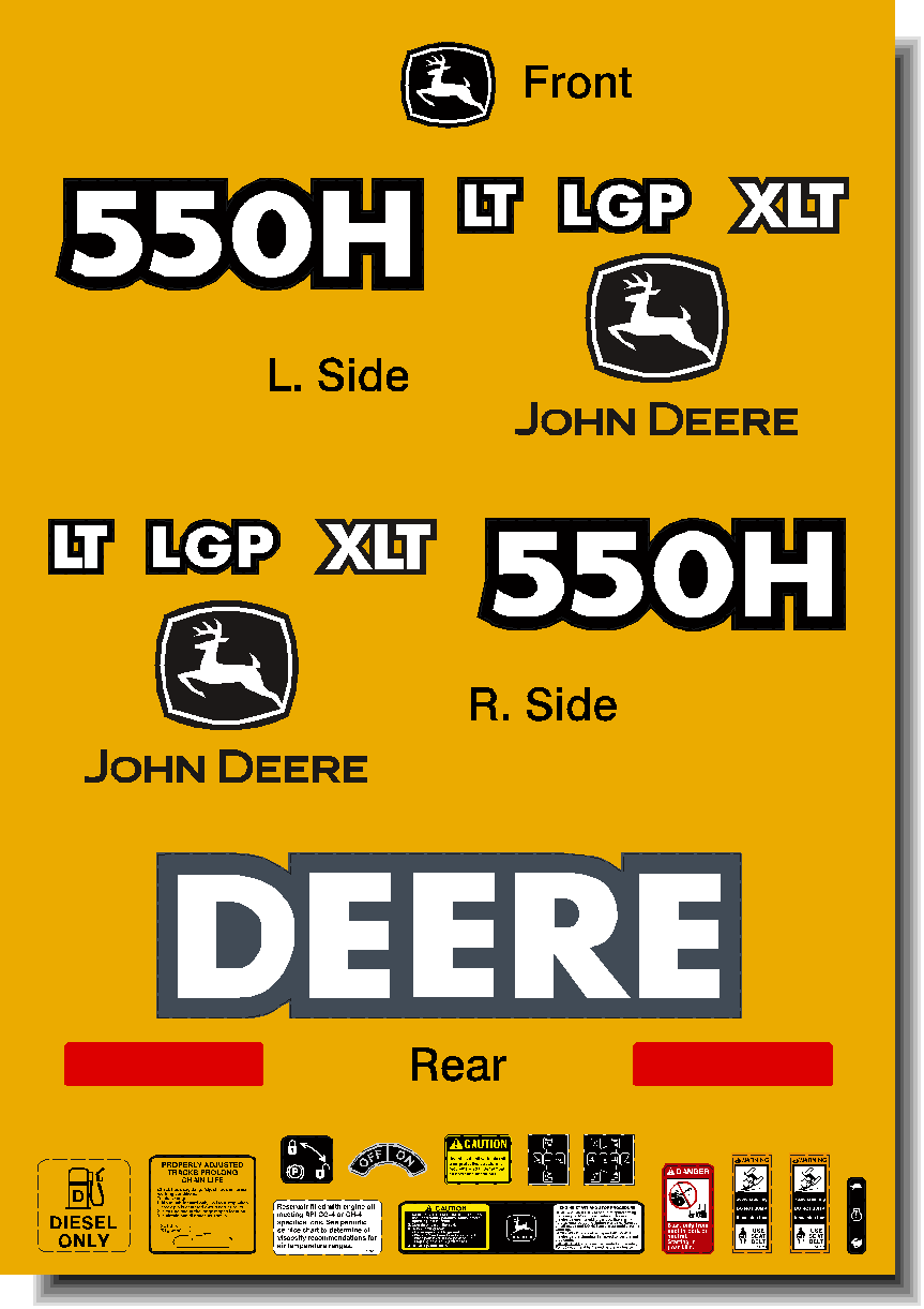 Deere Track Dozers 550H Decal Packages