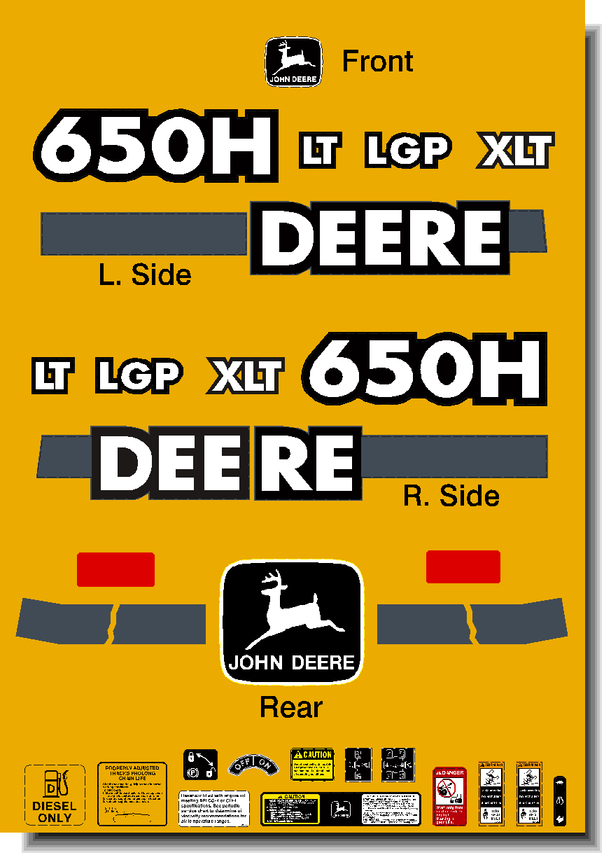 Deere Track Dozers 650H Decal Packages