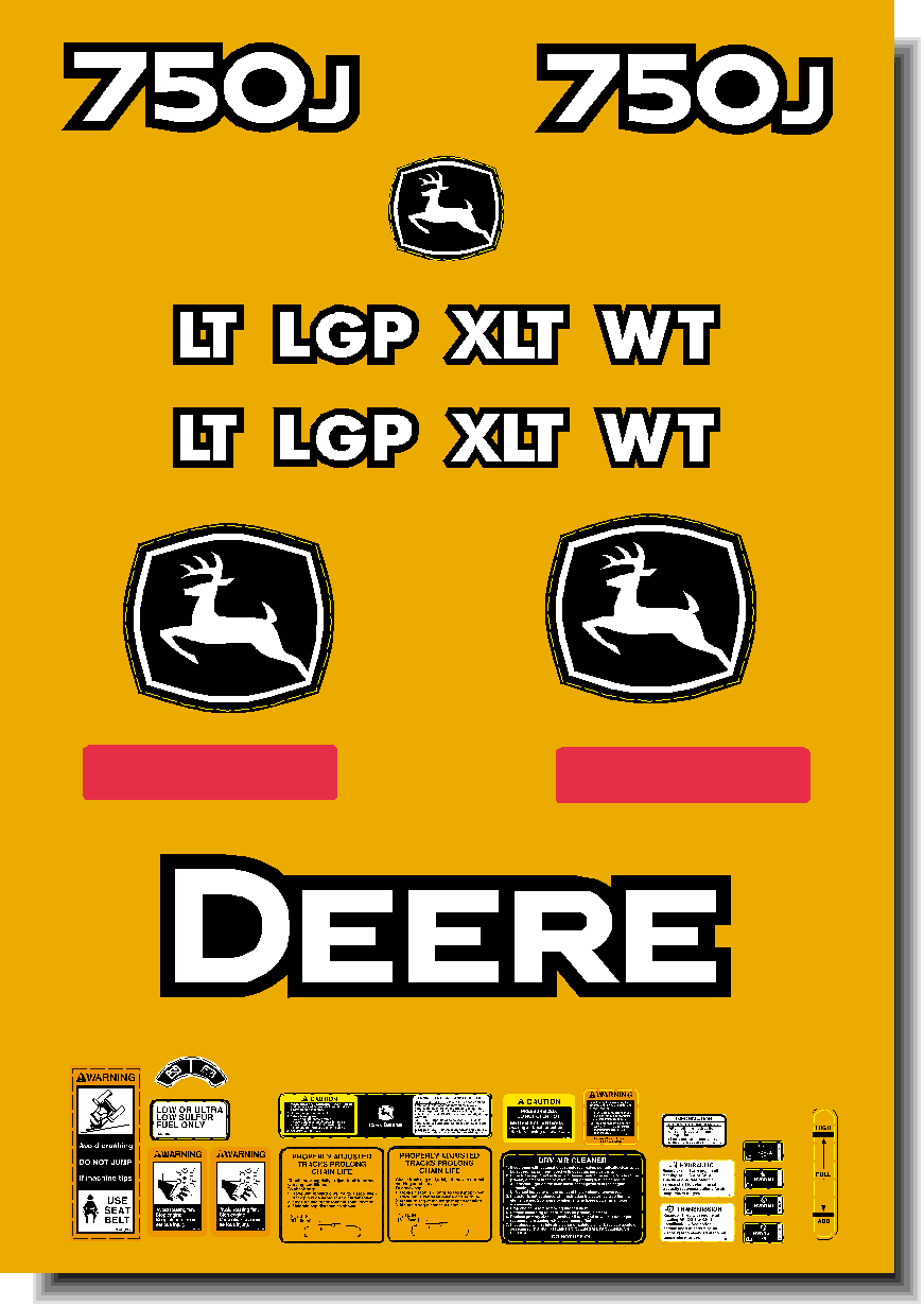 Deere Track Dozers 750J Decal Packages