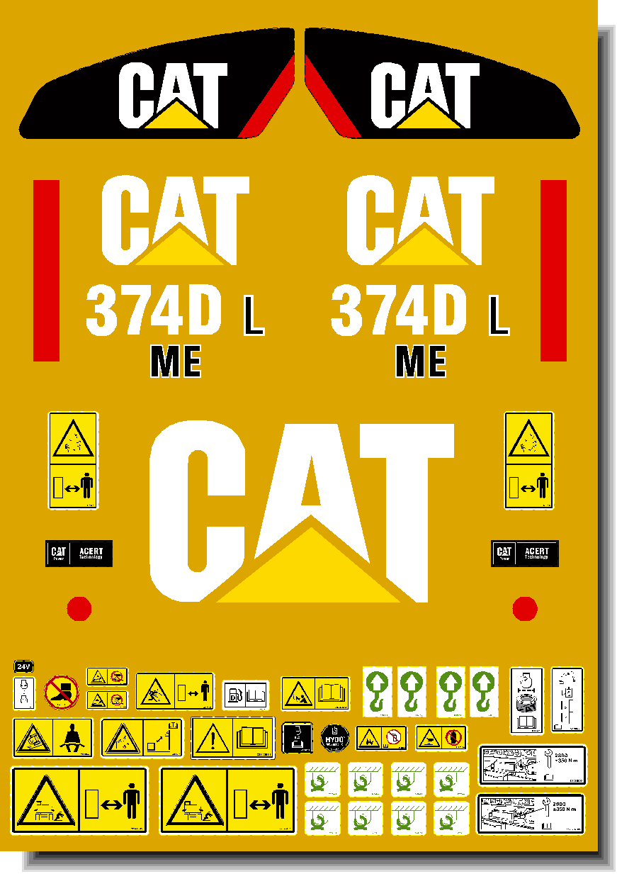 Cat Excavator 374D L Decal Packages