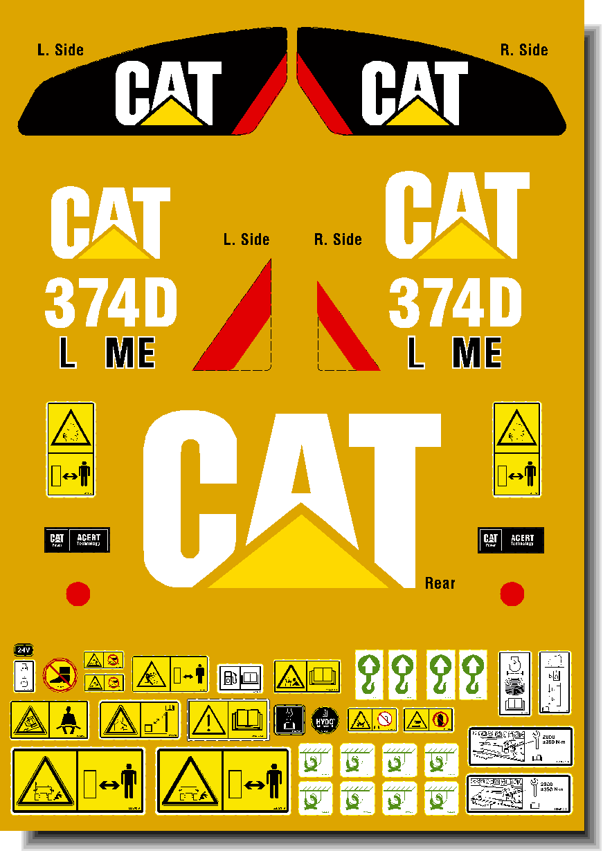 Cat Excavator 374D L Decal Packages