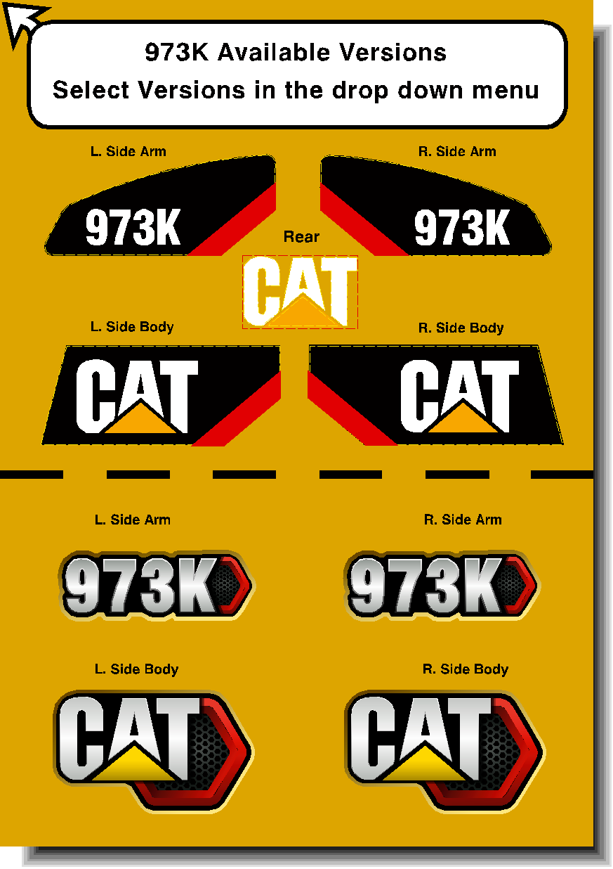 Cat Track Loader 973K Decal Packages