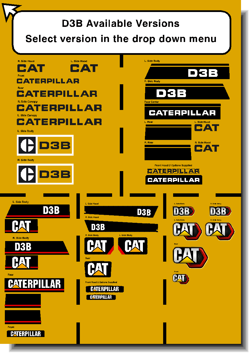 Cat Track Dozers D3B Decal Packages