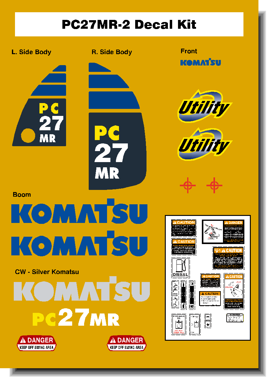 Komatsu Excavator PC27MR-2 Decal Packages