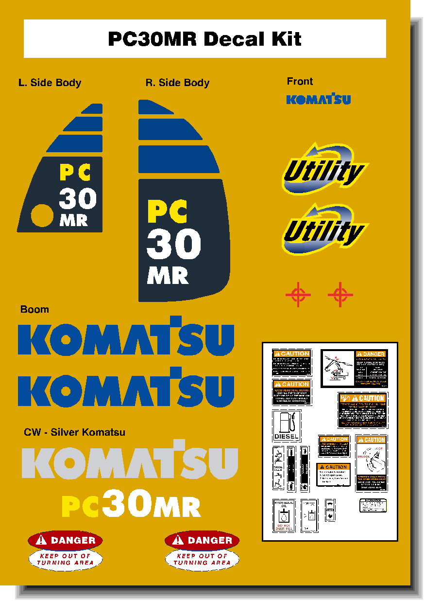 Komatsu Excavator PC30MR Decal Packages