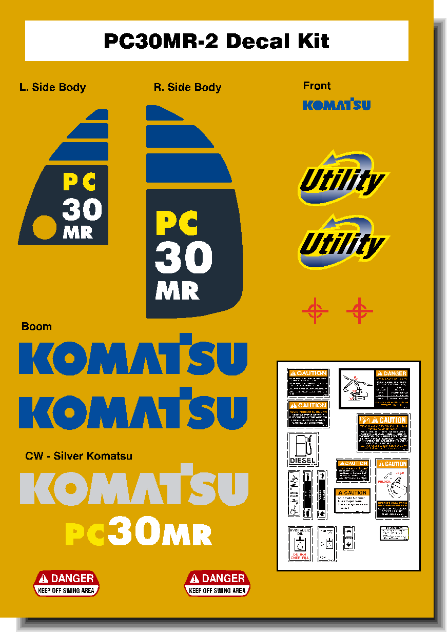 Komatsu Excavator PC30MR-2 Decal Packages