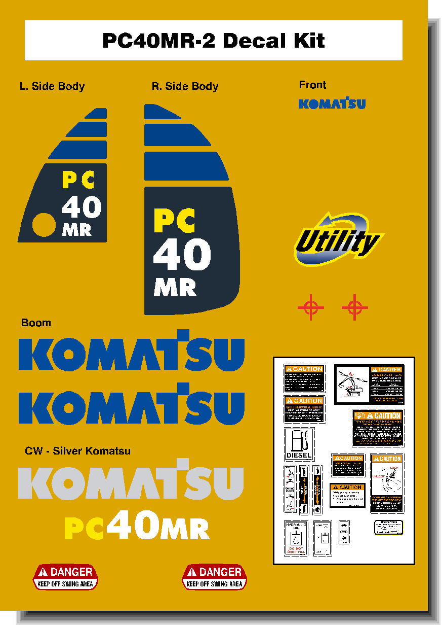 Komatsu Excavator PC40MR-2 Decal Packages