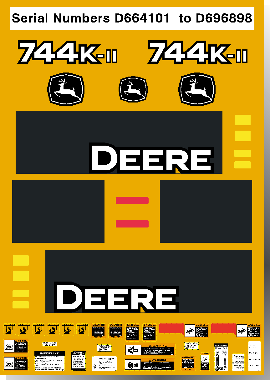 Deere Wheel Loaders 744K II Decal Packages