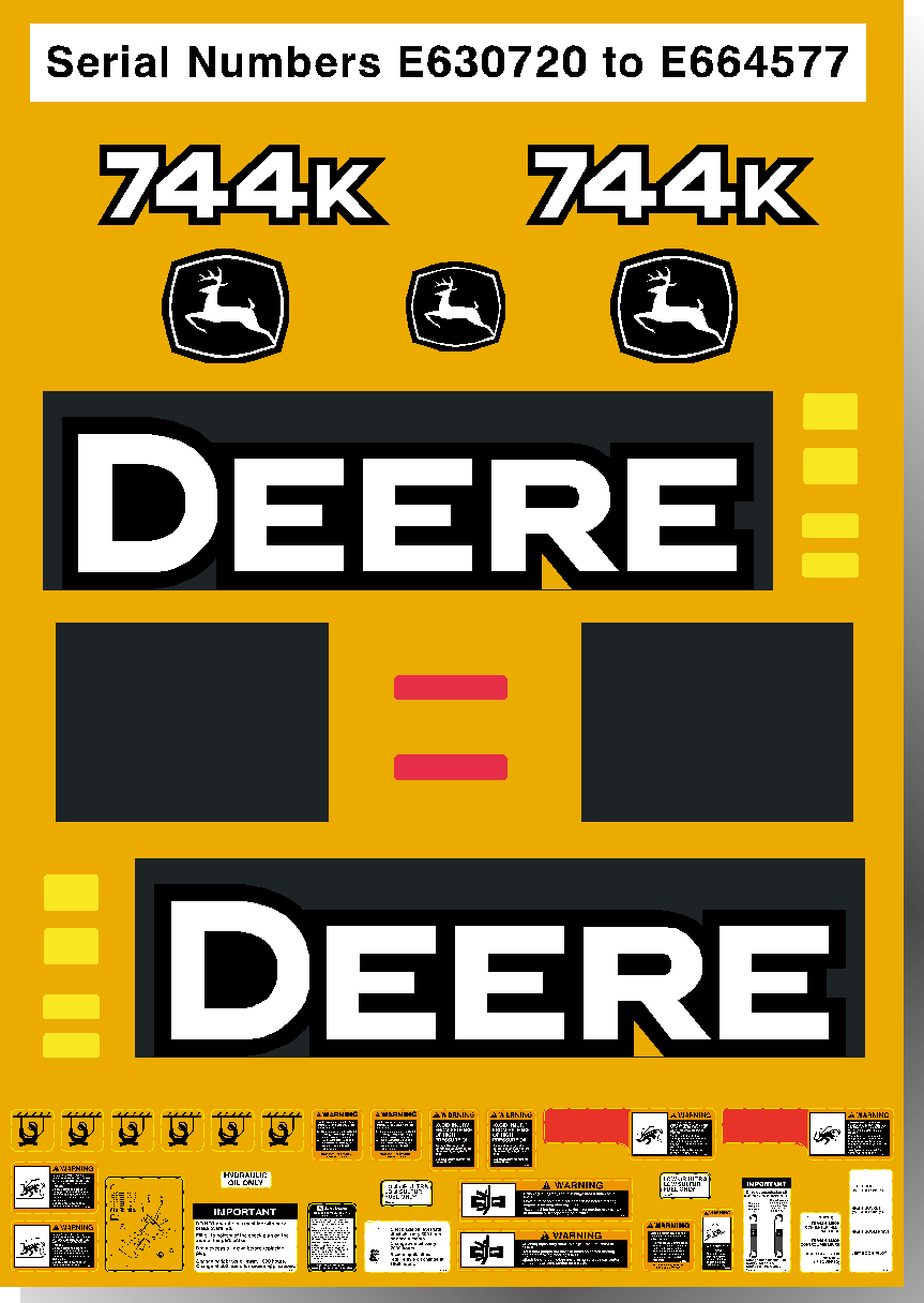 Deere Wheel Loaders 744K Decal Packages